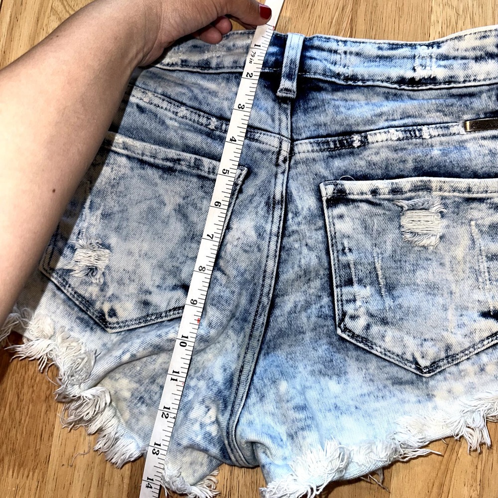 KanCan Bleached Look Distressed Medium Jean Shorts - Picture 5 of 5